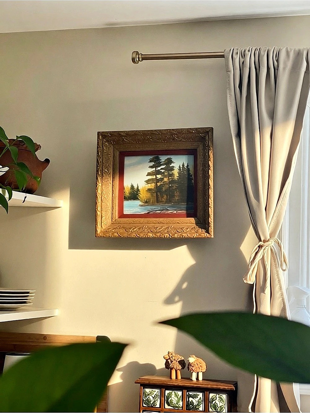 Landscape Oil Painting in Ornate Gold Gilt Frame